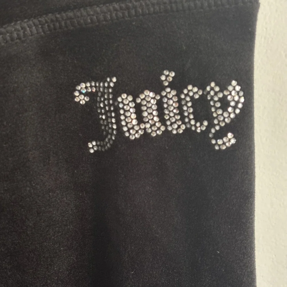 Juicy Couture Women's Velour Drawstring Track Pants Size L Black Y2K Lounge Soft - Picture 4 of 12